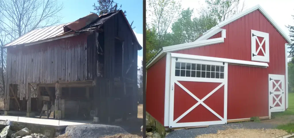 Before and after renovation barn